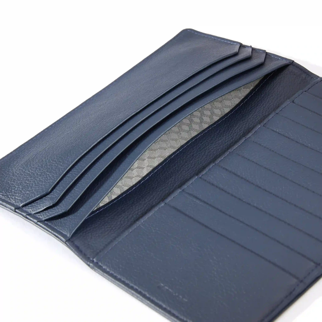Brieftasche 10 Karten Leder Blau