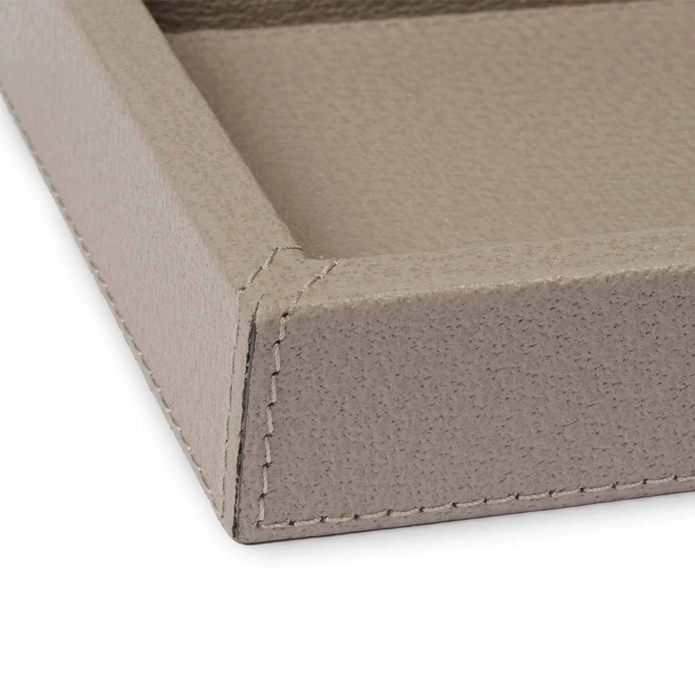 Tablett Boar 24x12 cm Leder Taupe
