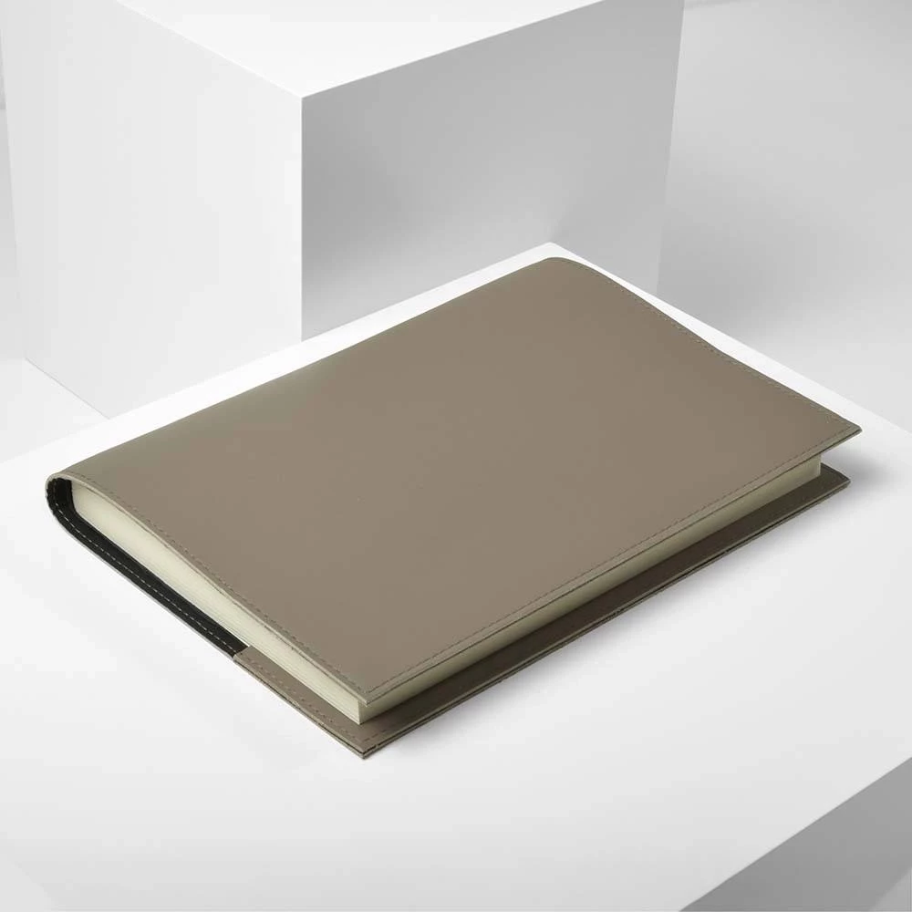 Buchhülle für DIN A5 Bücher Glattleder Taupe