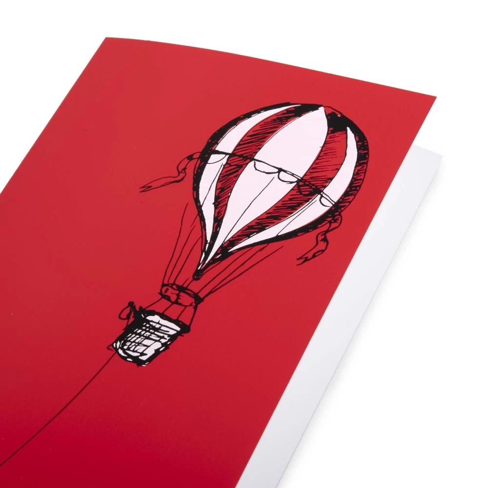 Weihnachtskarte Fesselballon Little Santa Rot