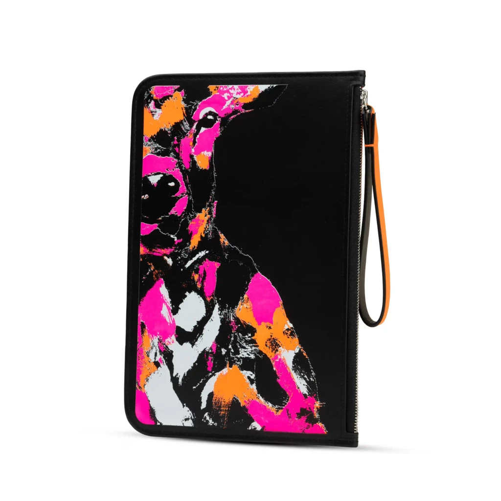 Clutch mit Reißverschluss Leder Schwarz