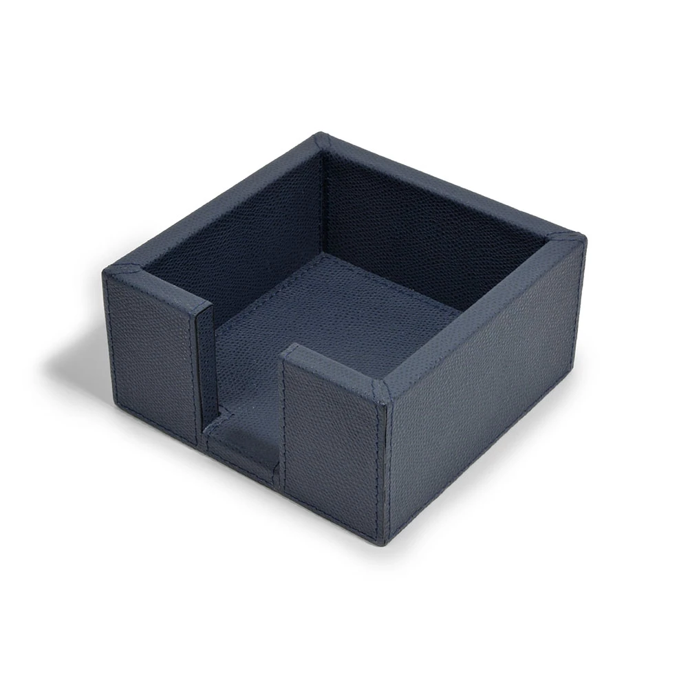 Notizzettelbox Quadratisch Leder Dunkelblau