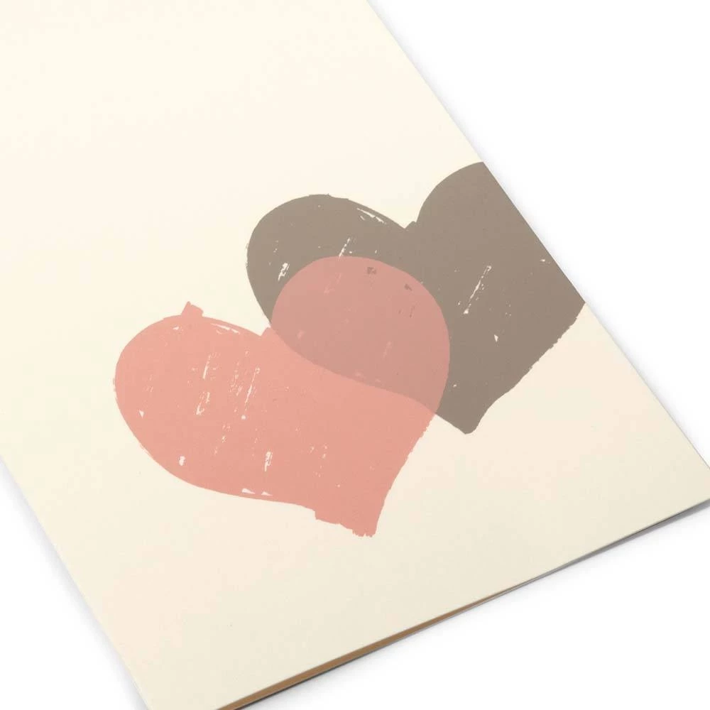 Grußkarte Double Heart Taupe/Apricot DIN lang