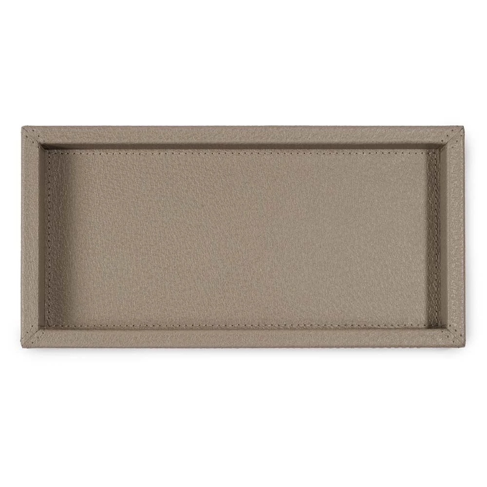 Tablett Boar 24x12 cm Leder Taupe
