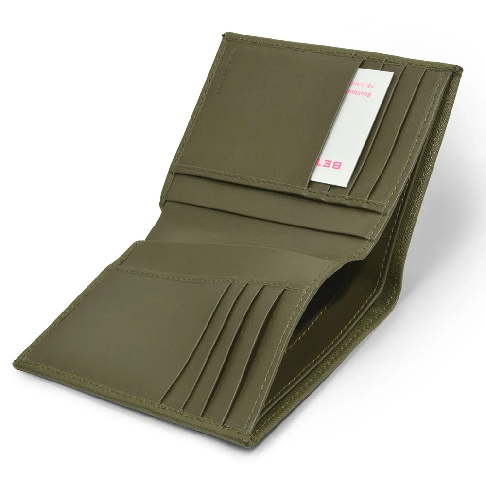 Brieftasche Olivgrün 8 Karten Leder Saffian