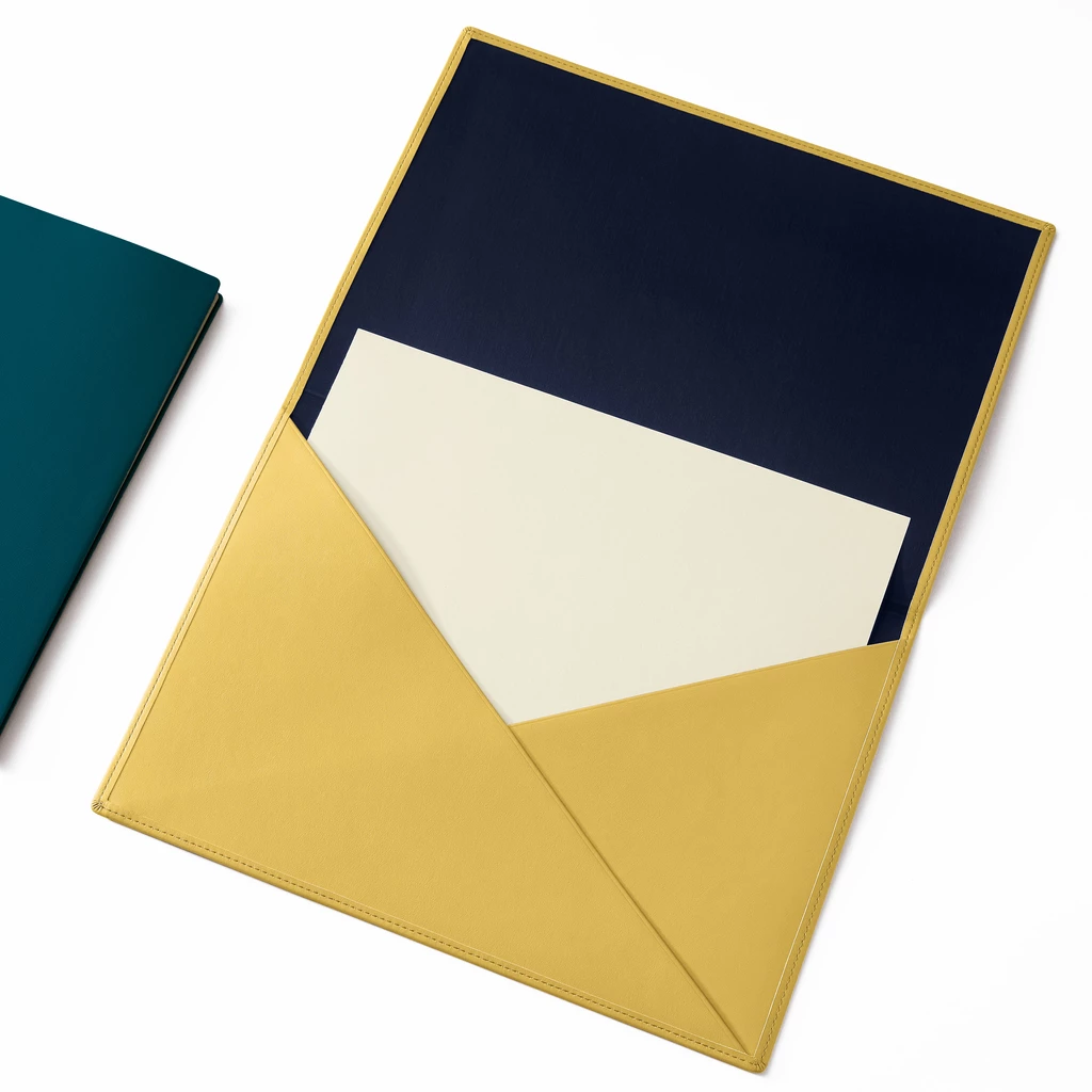 Treuleben Dokumentenmappe Envelope Leder Gelb
