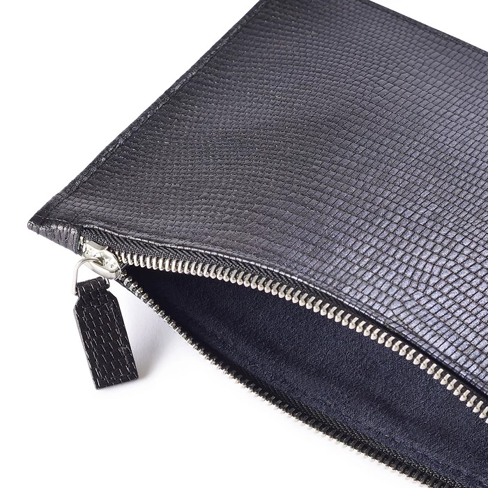 Pouch mit Reißverschluss Moon Leder Blue