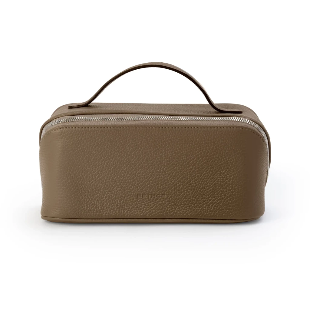 Kosmetiktasche Adri Leder Taupe