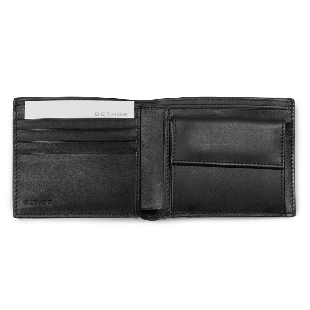Portemonnaie mit Münzfach Leder Schwarz