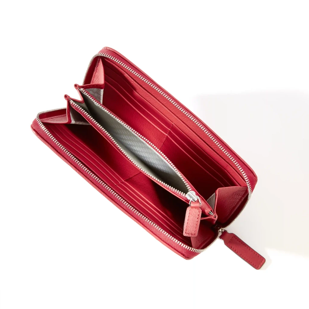 Portemonnaie mit Zip Leder Rot