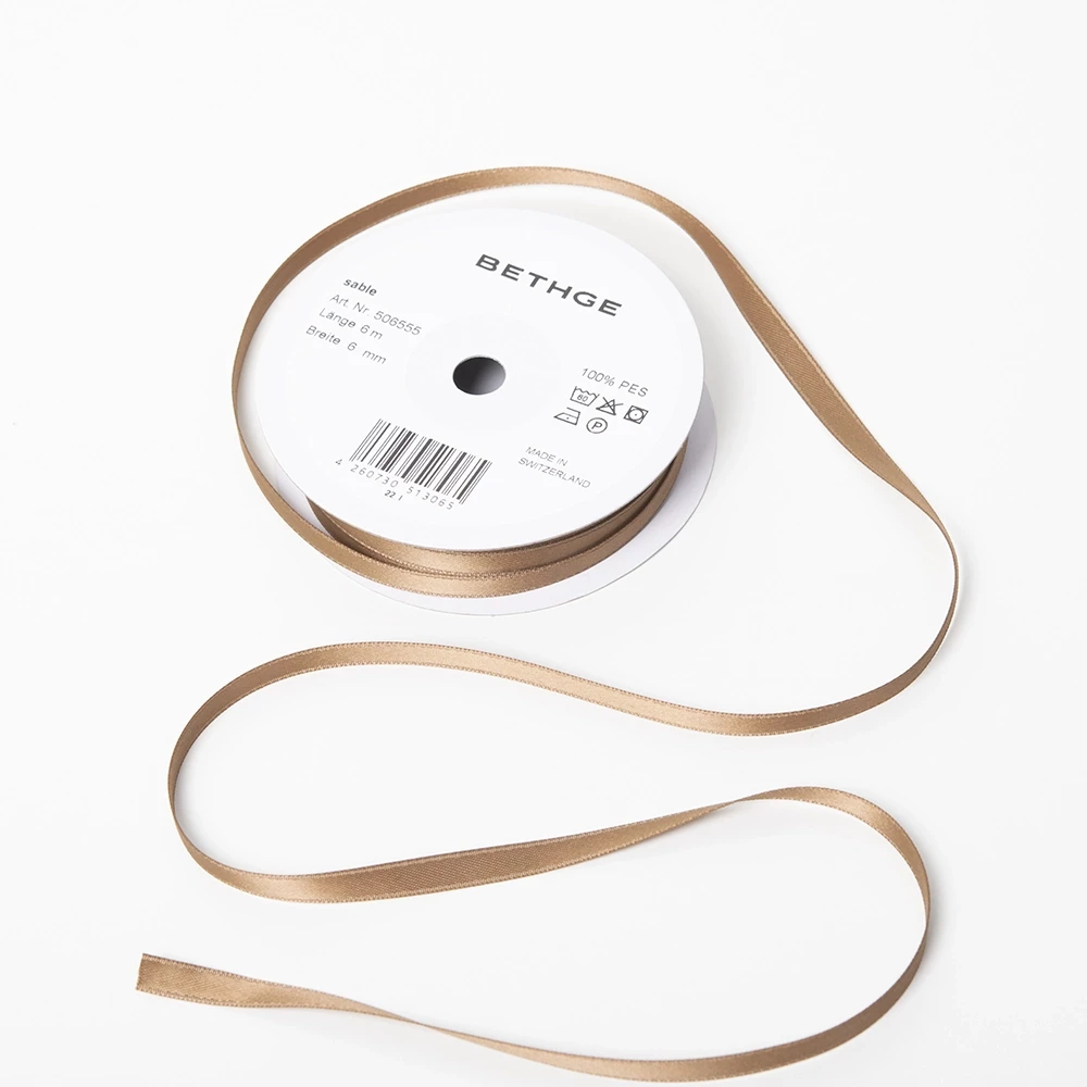 Geschenkbandrolle 6 mm Sandbraun