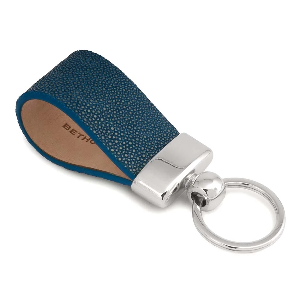 Schlüsselanhänger Rochen Leder Blau