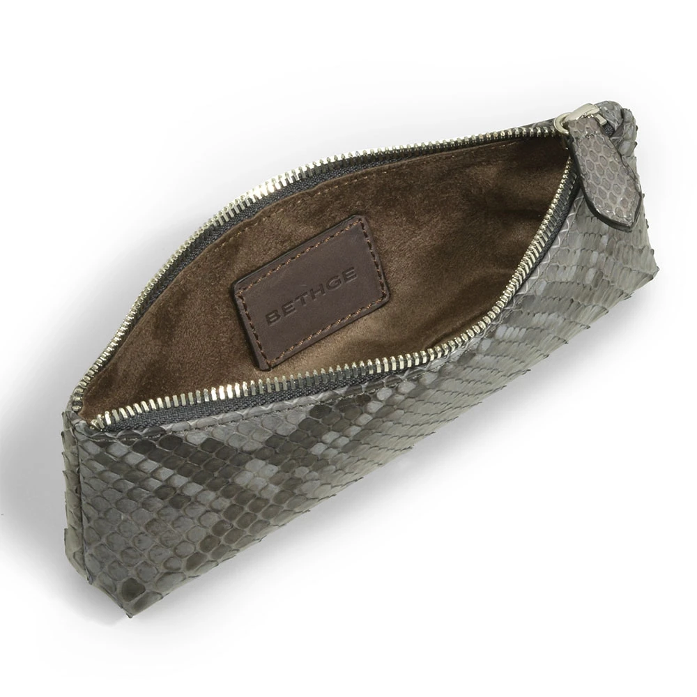 Federmappe Python Leder Dunkelgrau