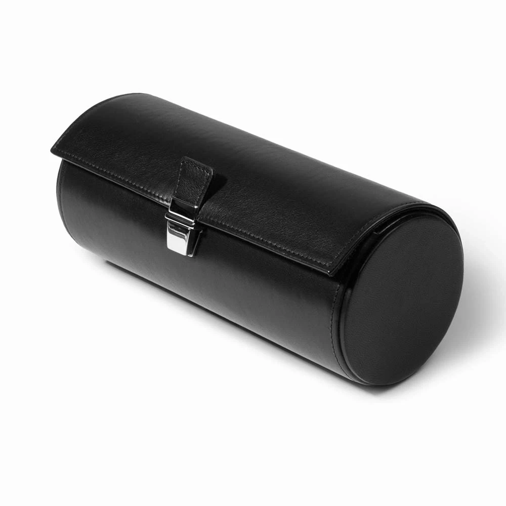 Leder Uhrenrolle für 2 Uhren Nappa Schwarz