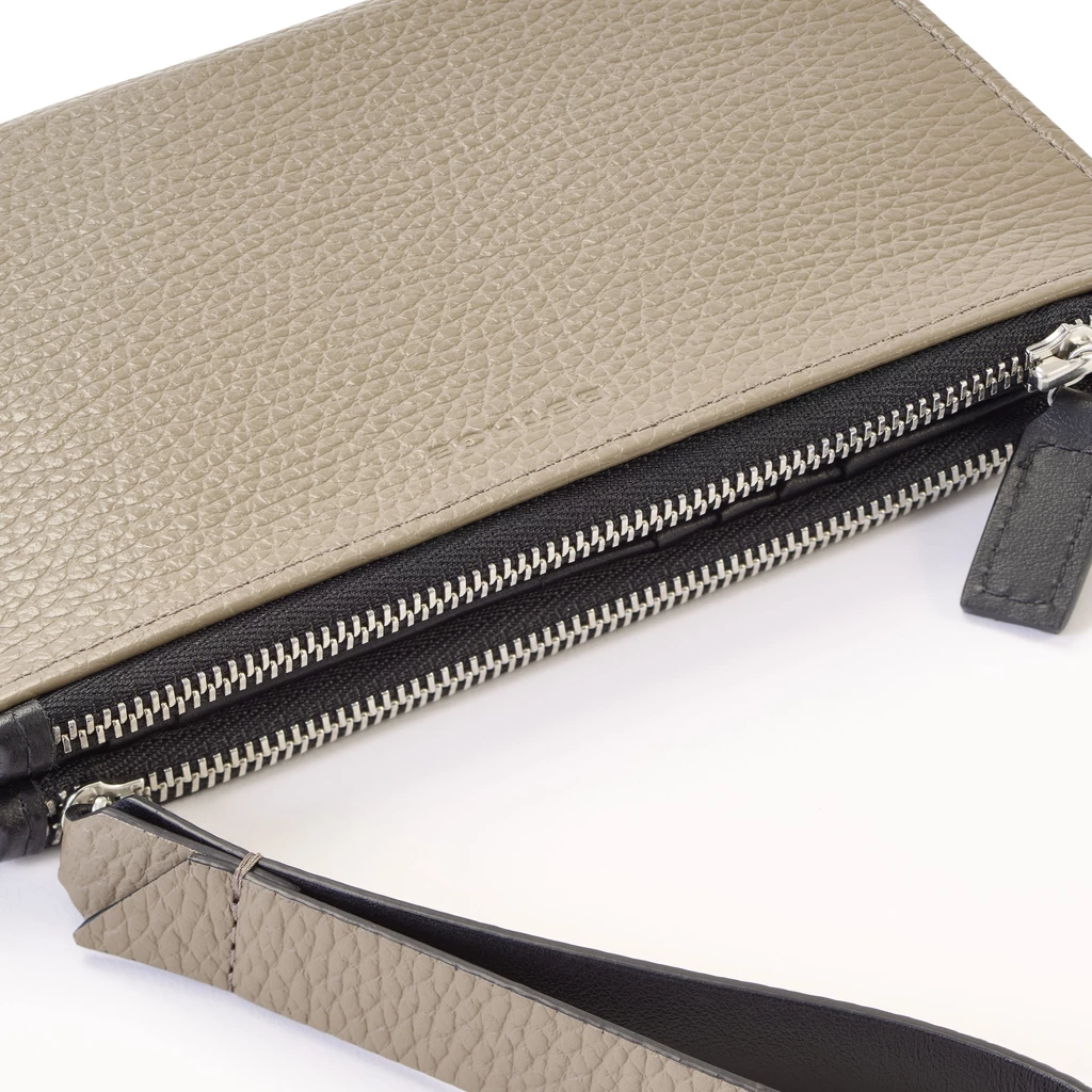 Bethge Portemonnaie Doppel-Zip Adri Leder Taupe