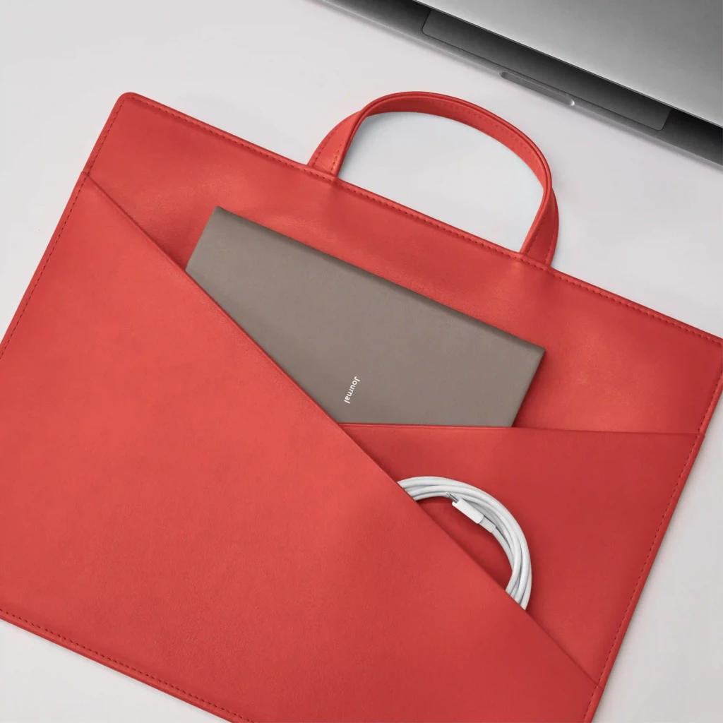 Treuleben Schultertasche schmal Leder Rot