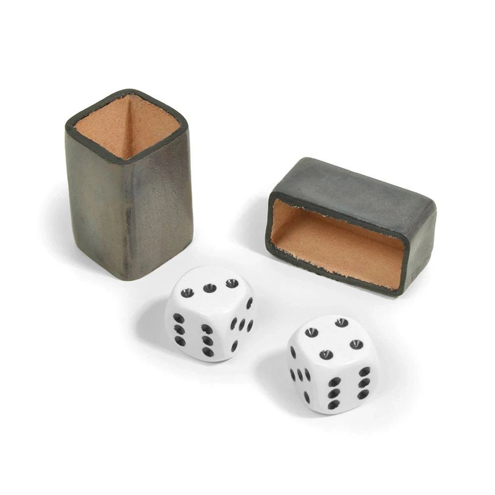 Würfelspiel 2 Würfel Leder Grau