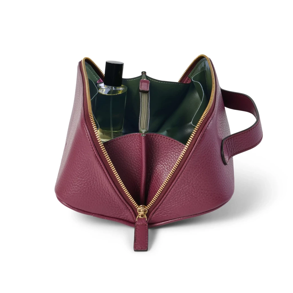 Kosmetiktasche Adri Leder Aubergine