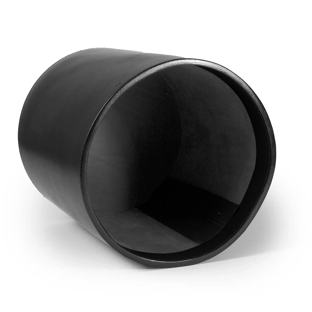 Papierkorb Rund Leder Schwarz