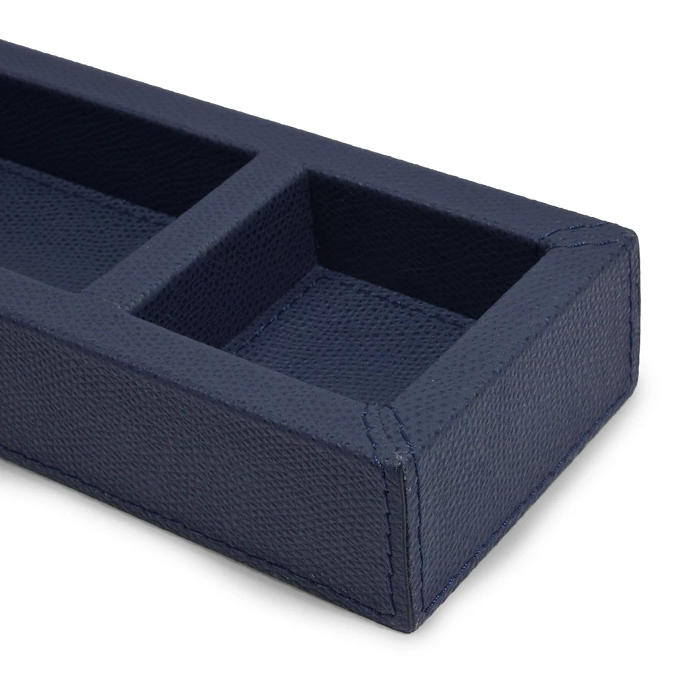 Stiftablage 3 Fächer Leder Dunkelblau