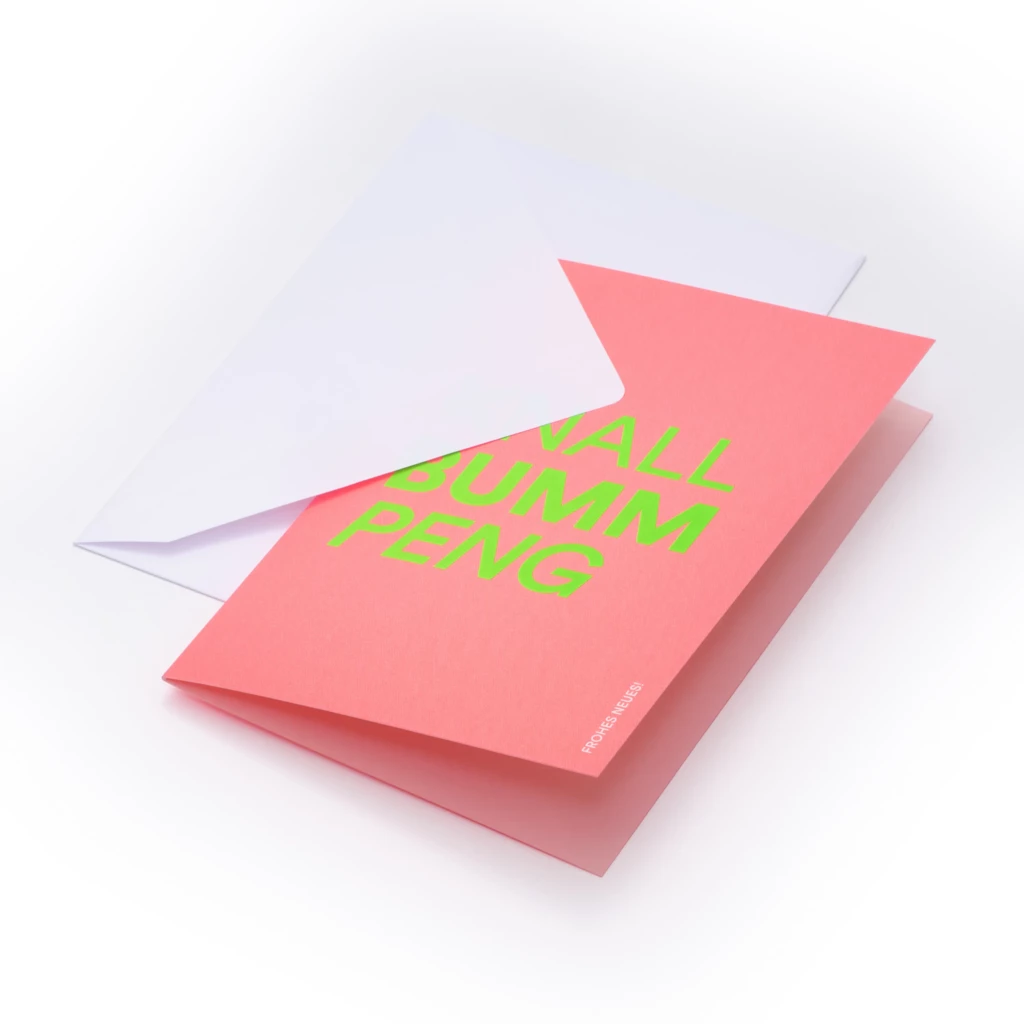 Neujahrskarte KNALL BUMM PENG