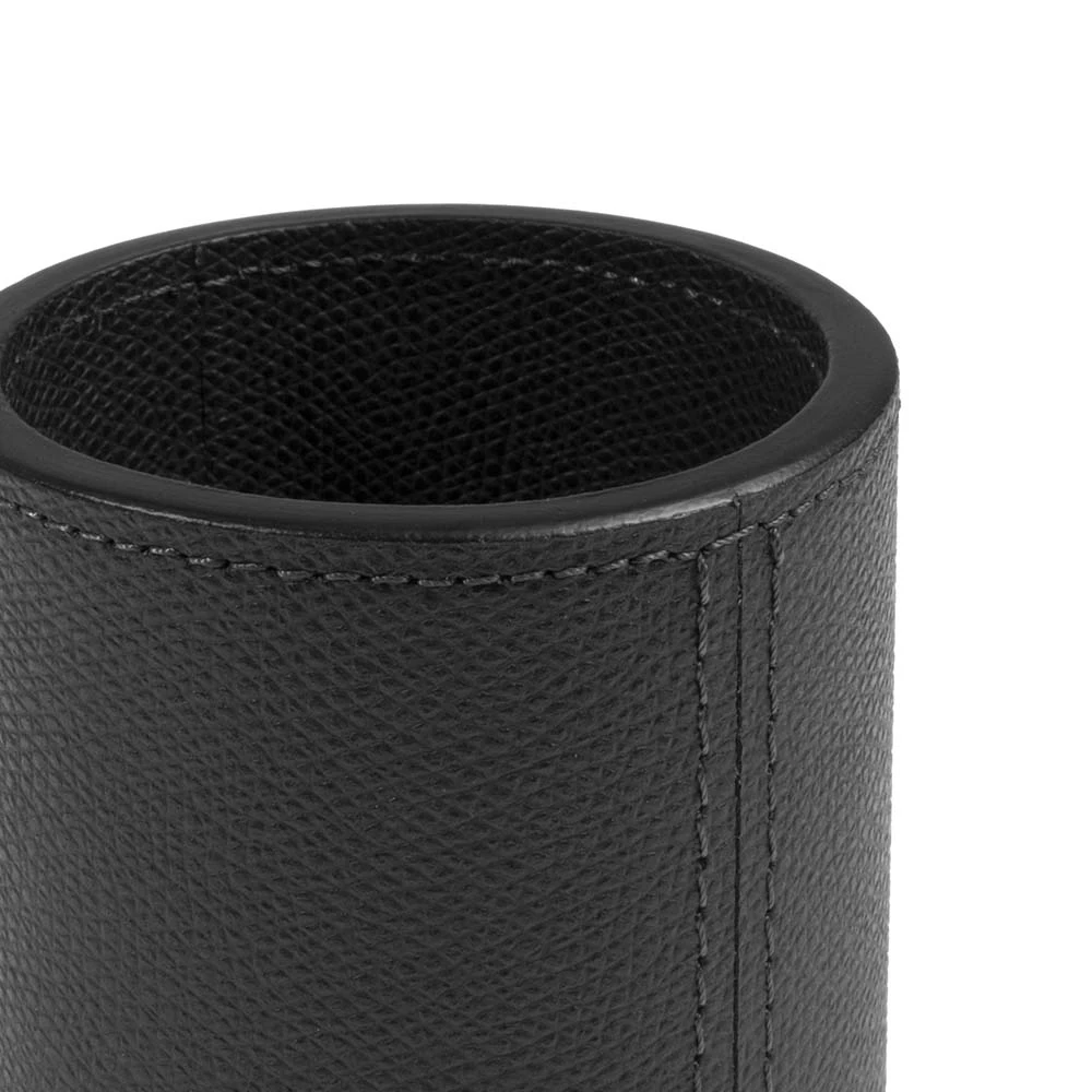 Leder Stiftebecher Rund Dunkelblau 10 cm