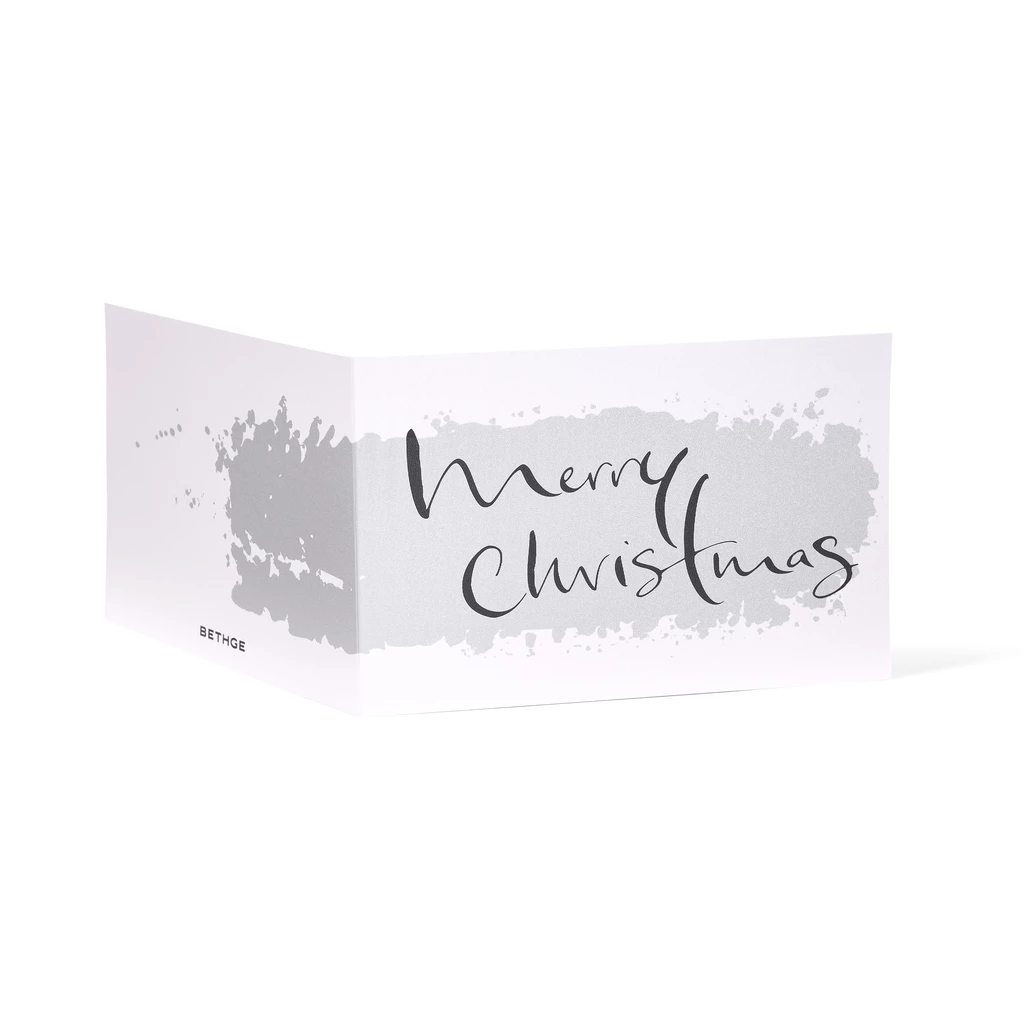 Grußkarte "Merry Christmas" Kalligraphie Silber