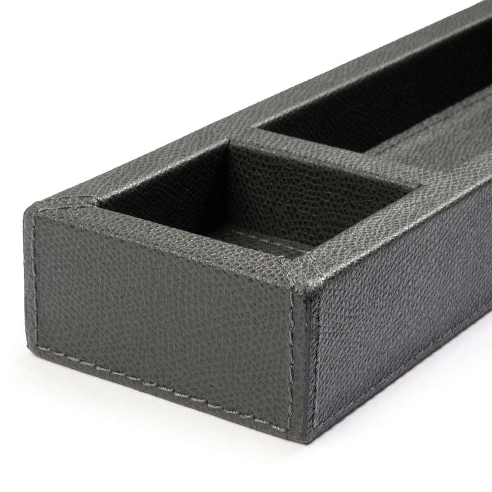 Leder Stiftablage 3 Fächer Hellgrau