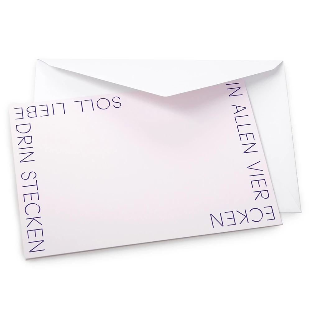 Grußkarte In allen vier Ecken Klappkarte Blau A5