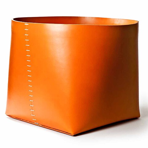 Papierkorb Leder 38x30 cm, orange