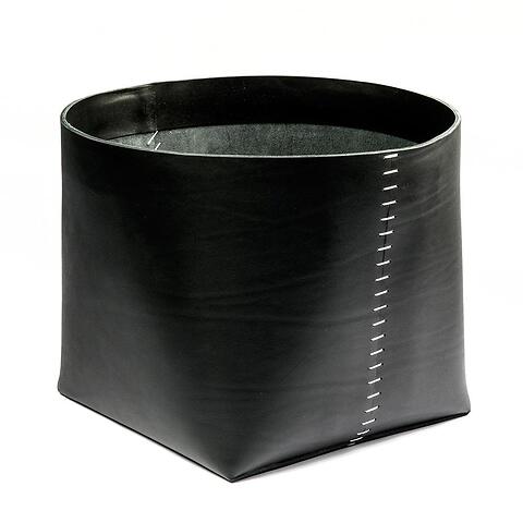 Papierkorb Leder 38x30 cm, schwarz