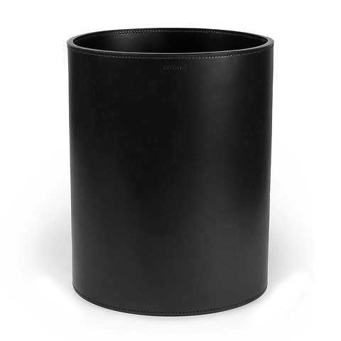 Papierkorb Leder rund 24x30 cm schwarz