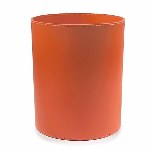 Papierkorb Leder rund 24x30 cm orange