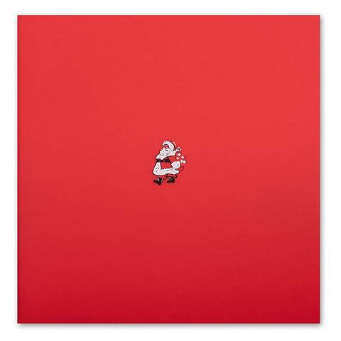 Weihnachtskarte Little Santa rot quadratisch