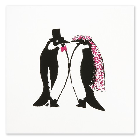 Grußkarte Hochzeits-Pinguine