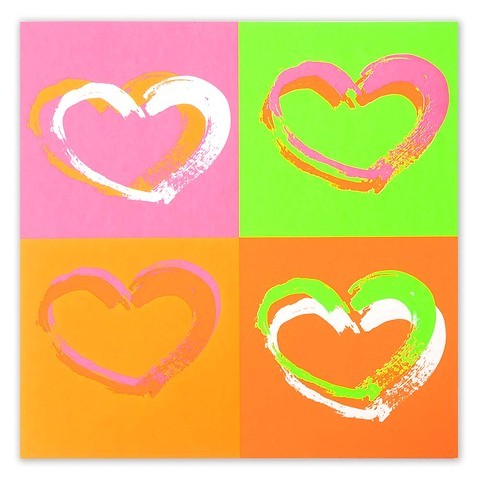 Grußkarte Passion Hearts Pop Art Neon quadratisch 21x21