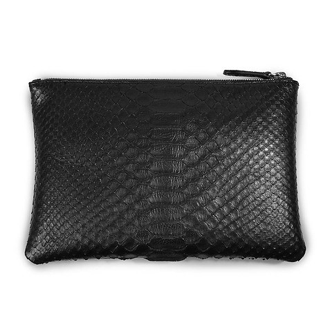 Zip Wallet Leder Python 24x16 cm schwarz
