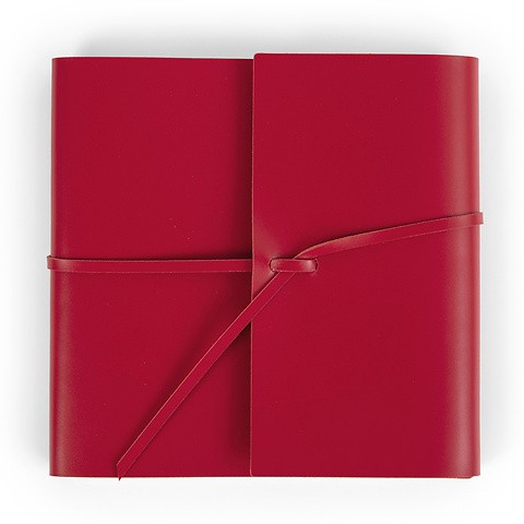 Gästebuch Leder mit Band 21x21 cm rot, 96 Blatt