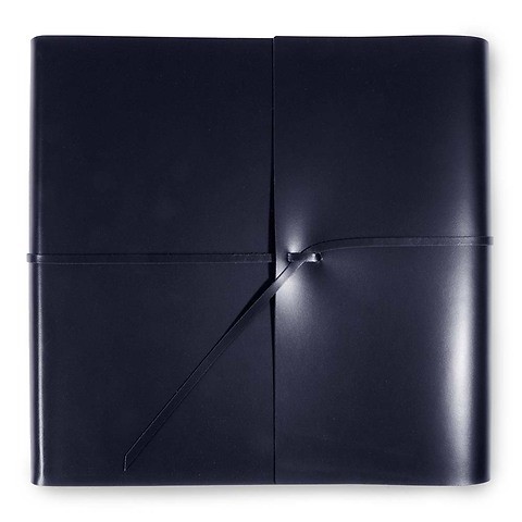 Fotoalbum Leder mit Band 33x33 cm dunkelblau, 50 Blatt