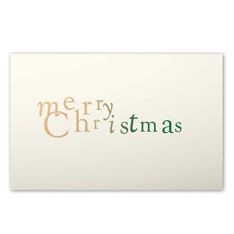 Weihnachtskarte merry Christmas Mrs. Eaves Gold/Grün