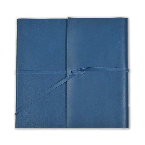 Gästebuch Leder Dolce mit Band 21x21 cm blau, 96 Blatt