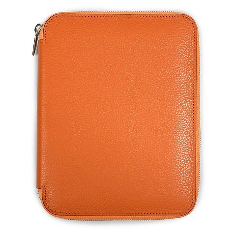 Schreibmappe Leder Lux A4 mit Reißverschluss orange