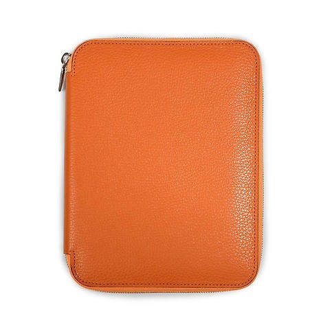 Schreibmappe Leder Lux A5 mit Reißverschluss orange