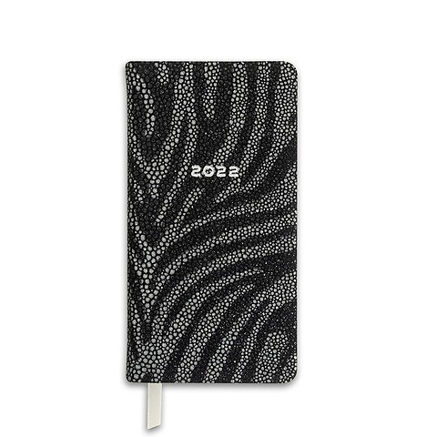 Kalender Pocket 1Woche/2S. 2022 Rochen 'Zebra' schwarz