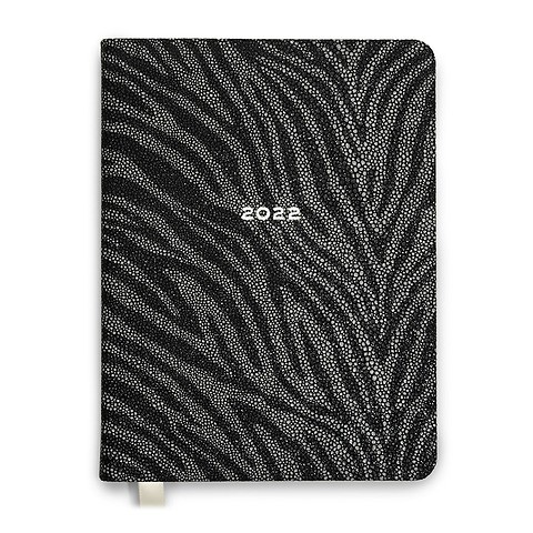 Kalender 1Tag/1S. 2022 Leder Rochen 'Zebra' (Calf), schwarz