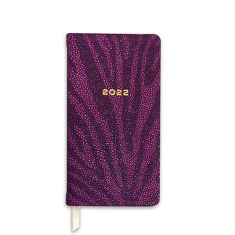 Kalender Pocket 1Woche/2S. 2022 Leder Rochen 'Zebra' purple