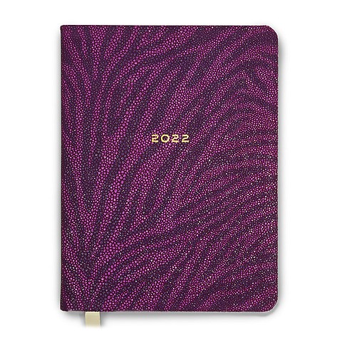 Kalender 1Tag/1S. 2022 Leder Rochen 'Zebra' (Calf), purple