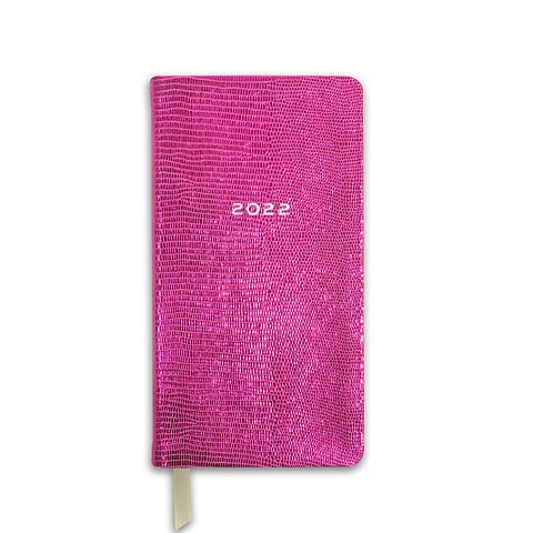 Kalender Pocket 1Woche/2S. 2022 Leder Metallic (Calf), pink