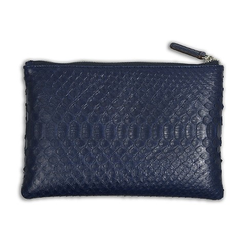 Zip Wallet Leder Python 24x16 cm blau