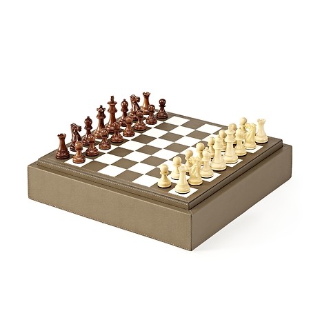 Game Case Leder clay - Mühle, Dame, Schach, Domino